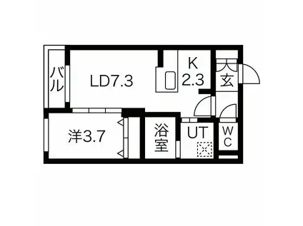 FLAX CITY ASABU(1LDK/2階)の間取り写真