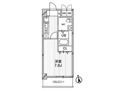 メゾン夕陽ケ丘(1K/3階)の間取り写真