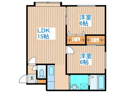 ベルツリーII(2LDK/2階)の間取り写真