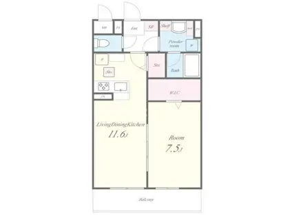 和泉ファーストラウンジ(1LDK/1階)の間取り写真