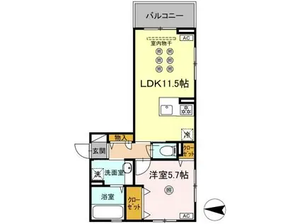 アクアフェリーチェ B棟(1LDK/3階)の間取り写真