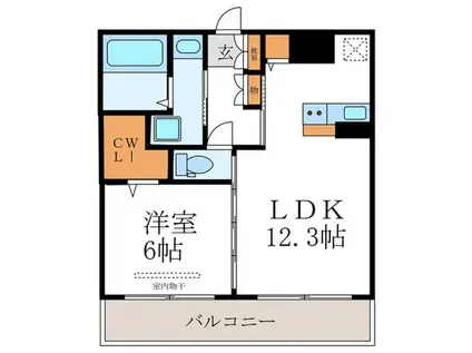 コンフォート冷泉(1LDK/3階)の間取り写真
