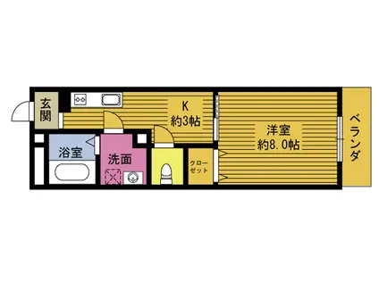 エクセレントヴィラホウショウ(1K/3階)の間取り写真