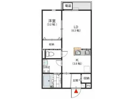 KINZY COURTII(1LDK/1階)の間取り写真