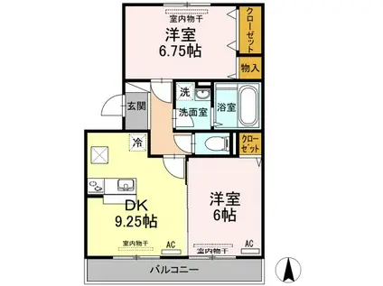 メルベーユB棟(2DK/3階)の間取り写真