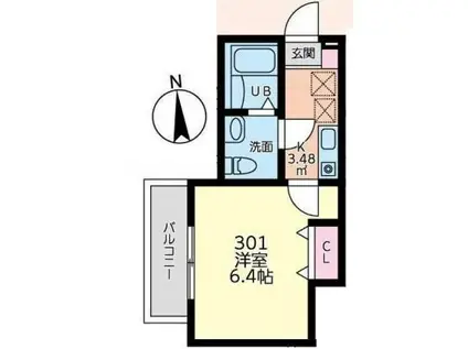 CASAMOMA中野島(1K/3階)の間取り写真