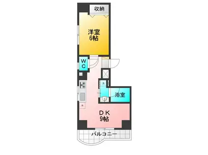 ラプチメゾンV(1DK/4階)の間取り写真