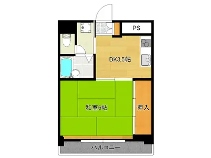 シンダナマンション(1DK/3階)の間取り写真