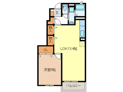 グラースジェルメ(1LDK/1階)の間取り写真