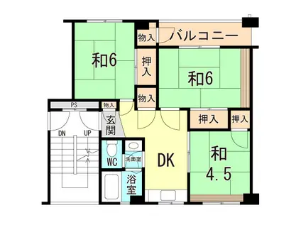 東垂水南(3DK/4階)の間取り写真