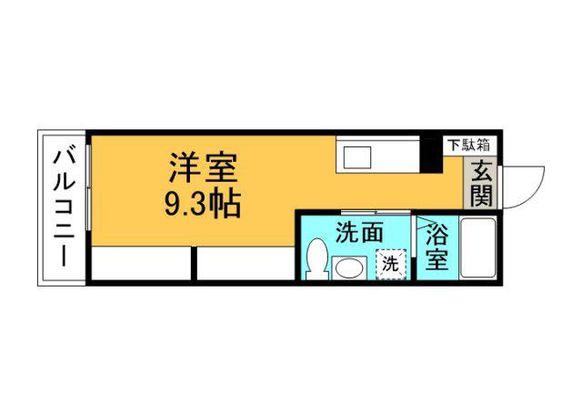 ソシエテ海田・畝(ワンルーム/2階)の間取り写真
