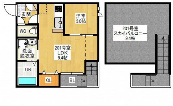 GRANDTIC ARIETTA 2(1LDK/2階)の間取り写真
