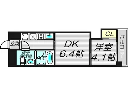 Wタワー江戸堀(1DK/5階)の間取り写真
