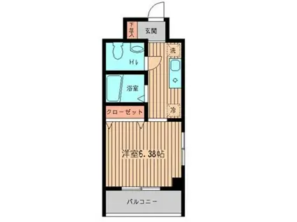 フォレスト向河原(1K/3階)の間取り写真