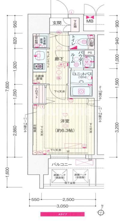 プレサンス梅田東ディアロ(1K/8階)の間取り写真