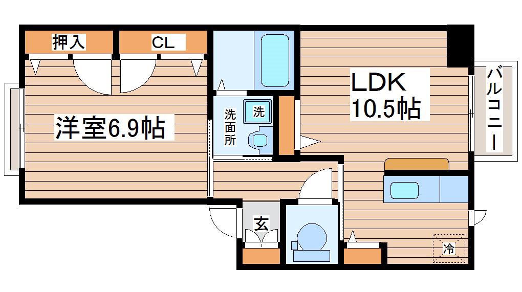 ウェルネス ハギ(1LDK/1階)の間取り写真