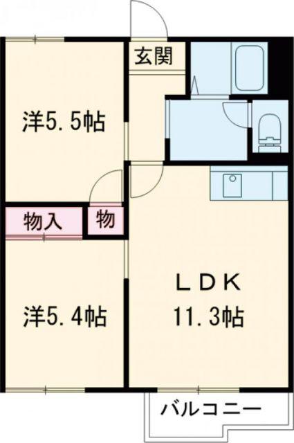 サンライズハイツA棟(2LDK/1階)の間取り写真