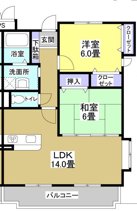 アンダンテ(2LDK/3階)の間取り写真
