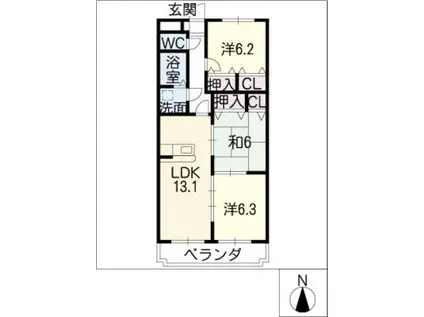 セドロレジデンス(3LDK/1階)の間取り写真