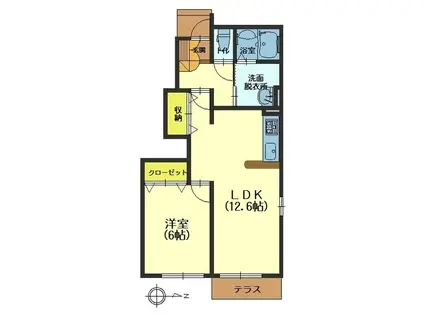 メゾン・ファミーユII(1LDK/1階)の間取り写真