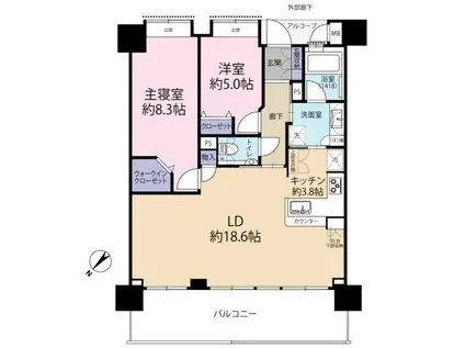 プレミスト宜野湾グランレーベル(2LDK/12階)の間取り写真