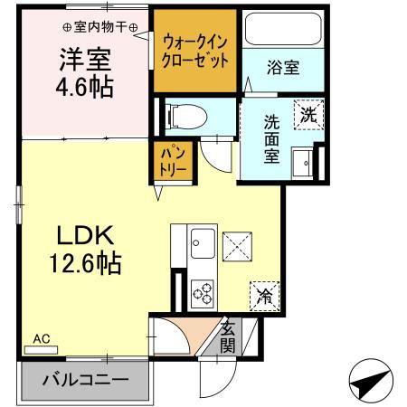フォルグランツII(1LDK/1階)の間取り写真
