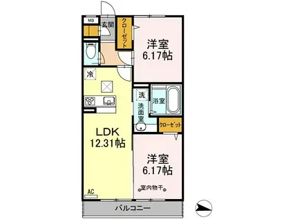 ルーチェオザワ(2LDK/2階)の間取り写真