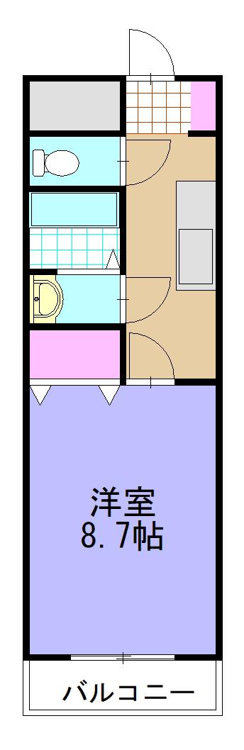 リトルハイム厨川(1K/1階)の間取り写真