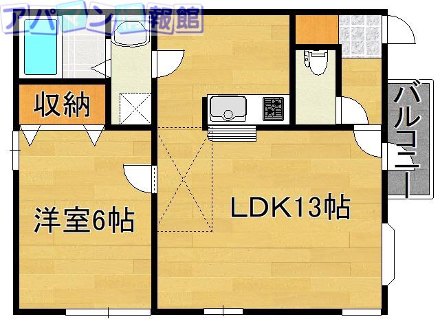 サンフィルド本馬越(1LDK/2階)の間取り写真