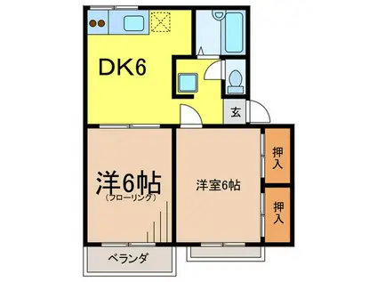 アイビス西が丘(2DK/1階)の間取り写真
