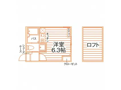 フロンティアアパートメント六浦3(ワンルーム/1階)の間取り写真