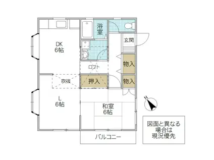 コーポシャングリア(1LDK/2階)の間取り写真