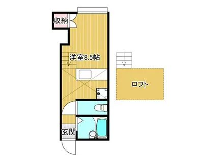 アトムヒルズ(ワンルーム/2階)の間取り写真