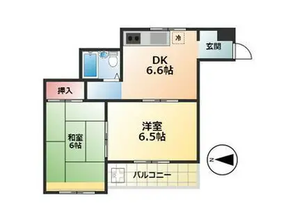 LICHT金山(2DK/2階)の間取り写真