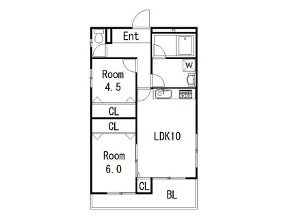 パティオM(2LDK/4階)の間取り写真