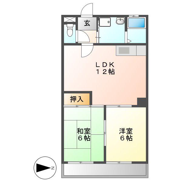 パストラル知多(2LDK/3階)の間取り写真