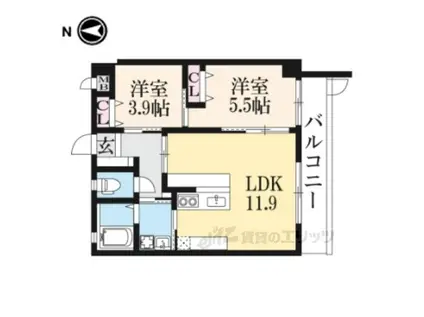 GRANDLATTICEKAWARAMA(2LDK/3階)の間取り写真