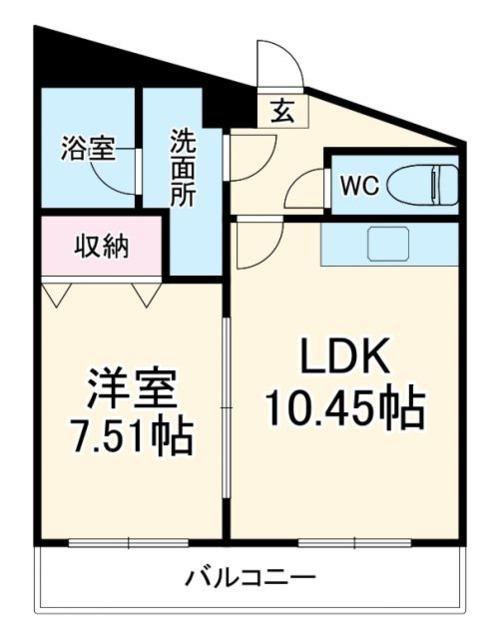 シャトー江ミーナ(1LDK/4階)の間取り写真