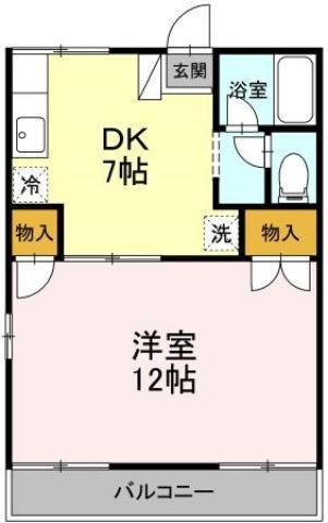 セジュール住吉B(1DK/1階)の間取り写真