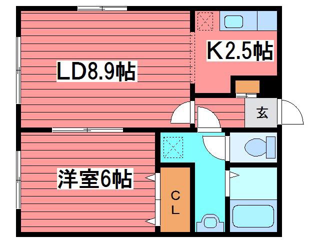 グランメール月寒東(1LDK/2階)の間取り写真