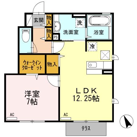 エスペランサ(1LDK/1階)の間取り写真