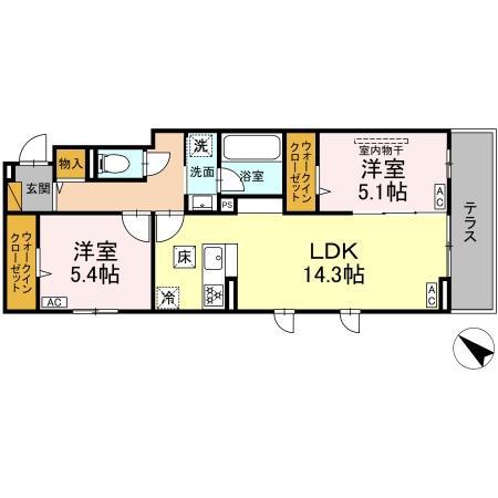 レジデンスヒルトップ(2LDK/1階)の間取り写真