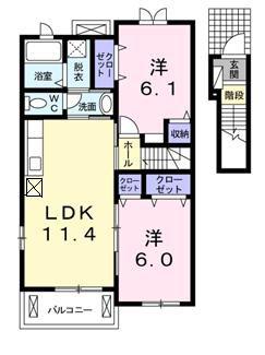 ハーモニー(2LDK/2階)の間取り写真
