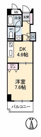 メゾン・ド・ナリヤB棟(1DK/3階)の間取り写真
