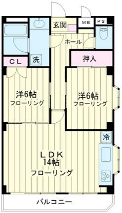 ヴェルデ武蔵小杉(2LDK/3階)の間取り写真