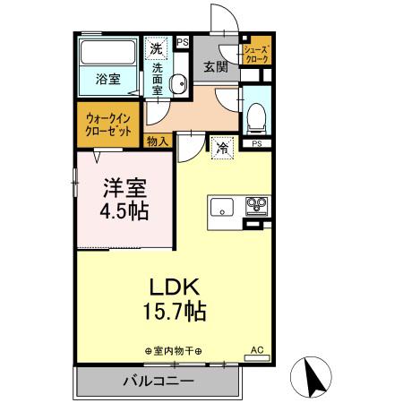 カーサソレアーダ(1LDK/2階)の間取り写真