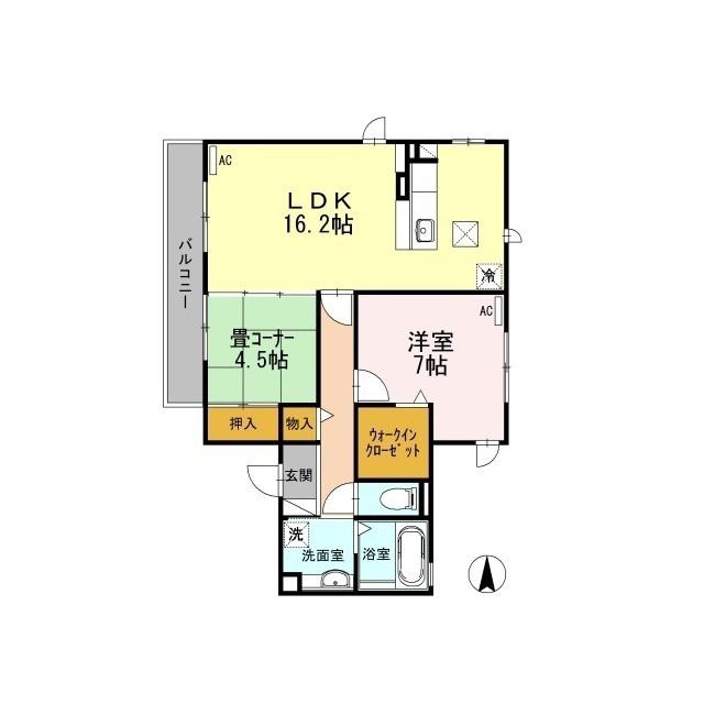 アイグラン・K(2LDK/1階)の間取り写真