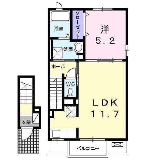 アヴィオンI(1LDK/2階)の間取り写真