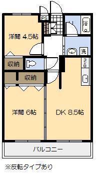サン・フォレスト(2DK/3階)の間取り写真