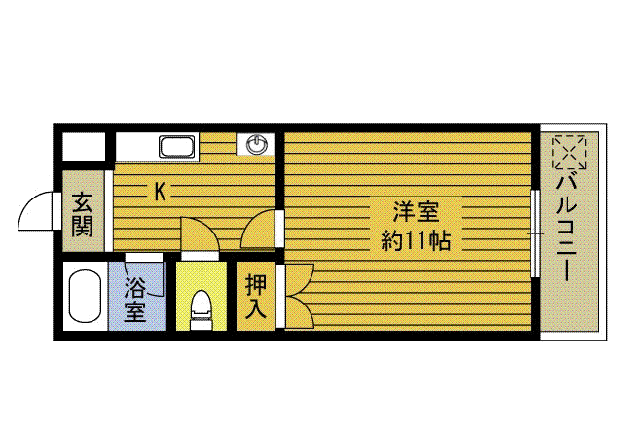 ベル大道(1K/2階)の間取り写真